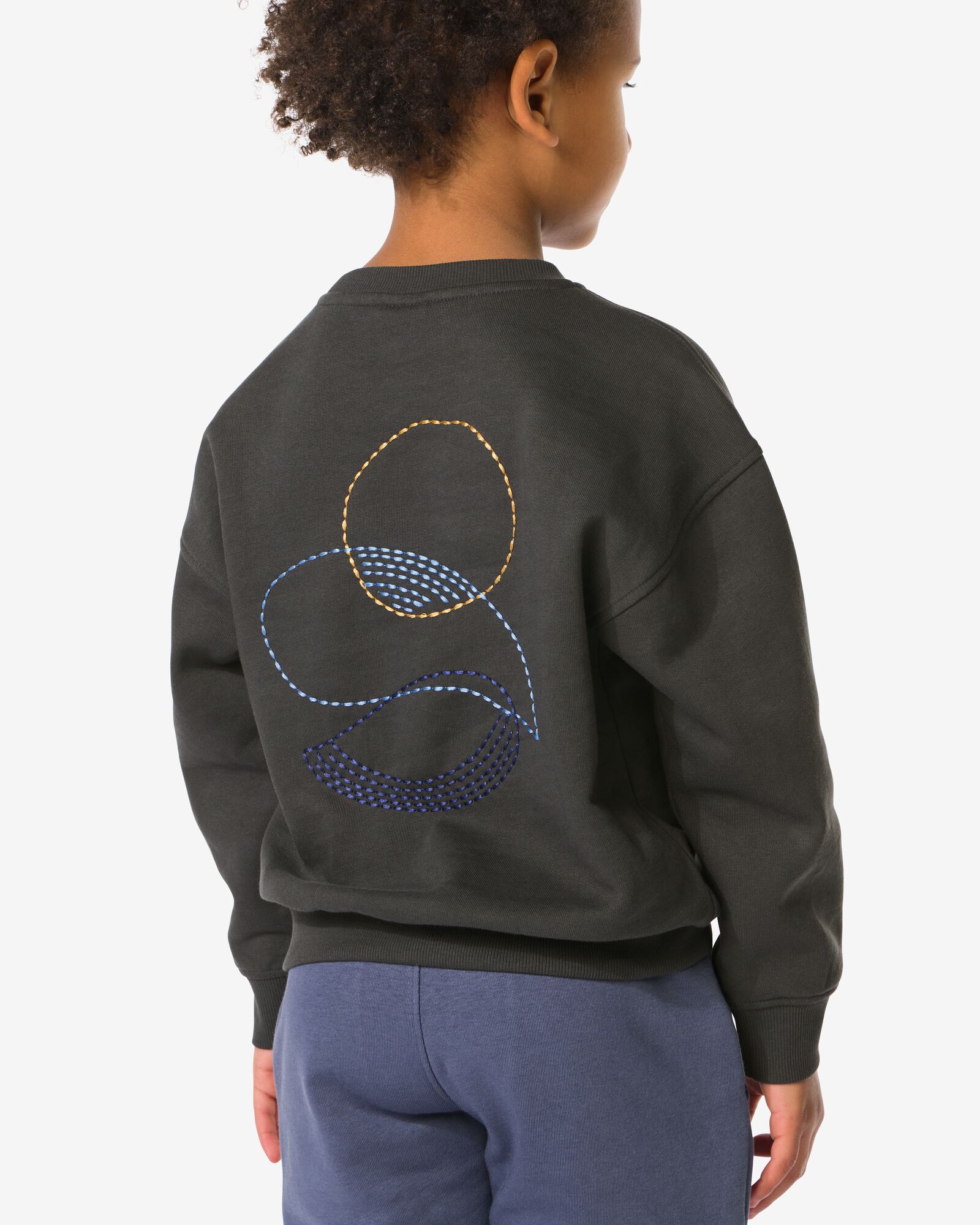 kindertrui sweatstof print  donkergrijs - 30712203DARKGREY - HEMA
