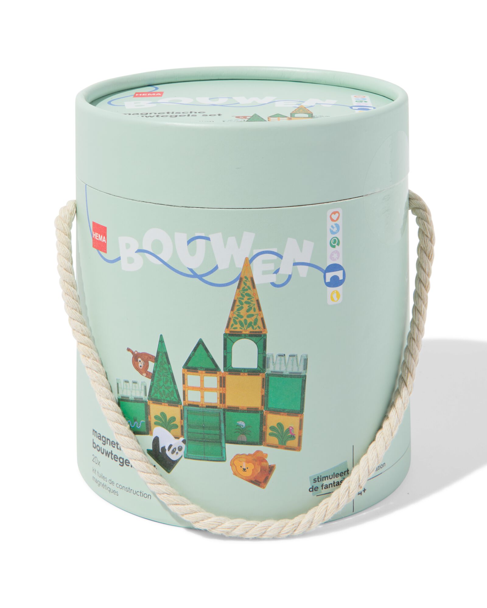 magnetische bouwtegels jungle 20-delig - 15100307 - HEMA