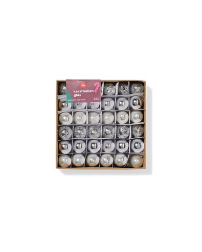 kerstballen 3.2cm glas mini zilver - 36 stuks - 25100195 - HEMA