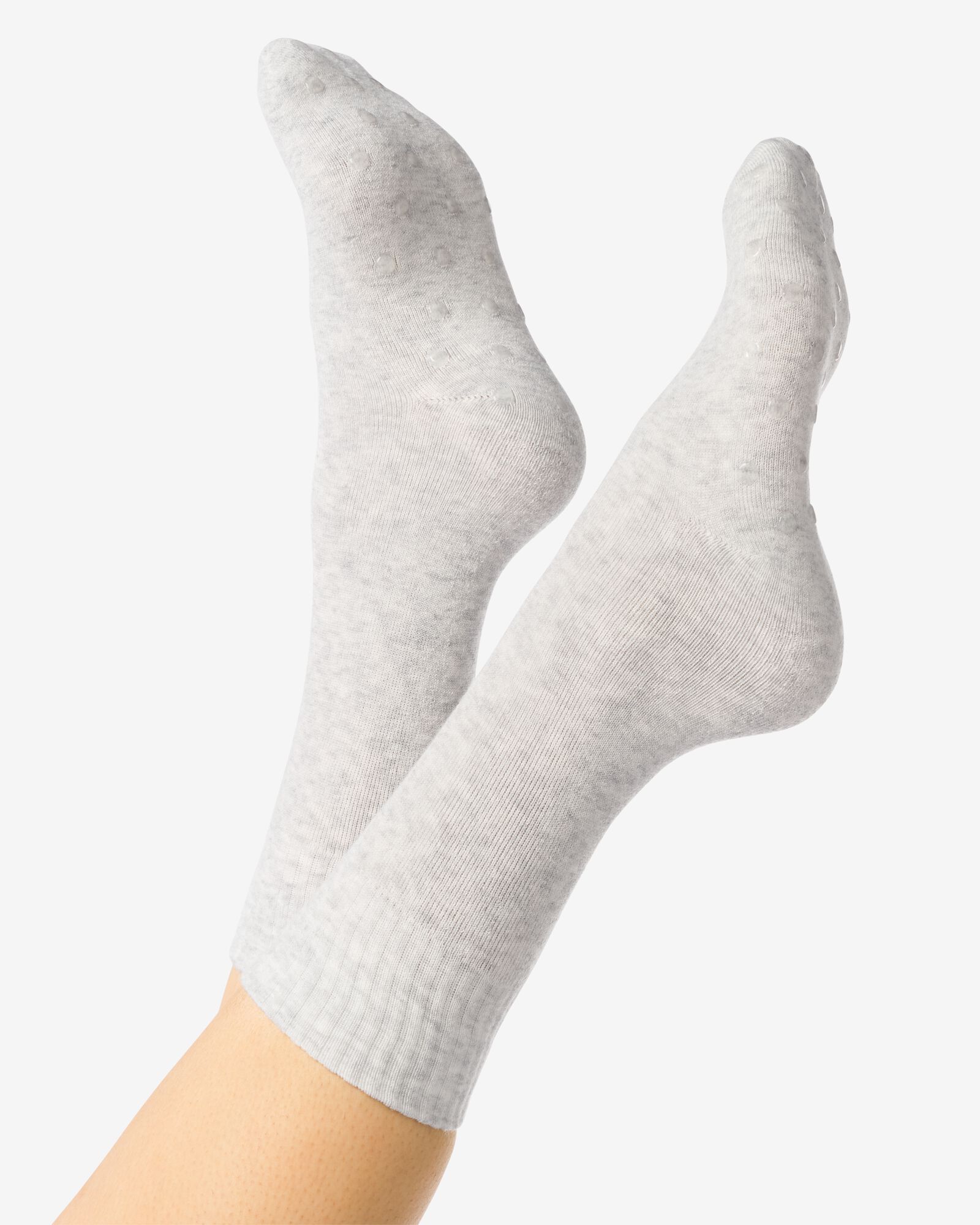 chaussettes d'int&eacute;rieur femme tissu &eacute;ponge gris chin&eacute; - 4280370GREYMELANGE - HEMA