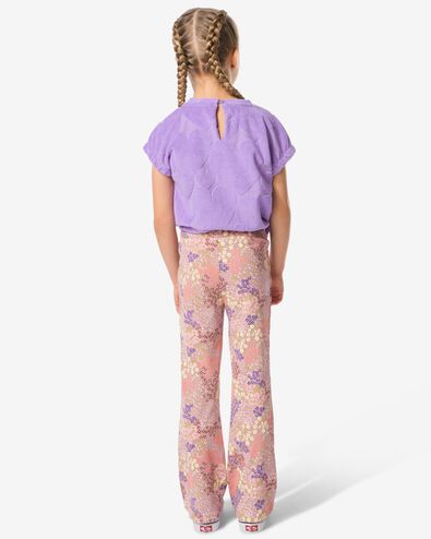 kinderleggings flared fit rib bloemen - 2 stuks paars paars - 30848914PURPLE - HEMA