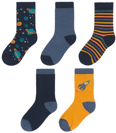 kinder sokken met katoen - 5 paar blauw 31/34 - 4360053 - HEMA