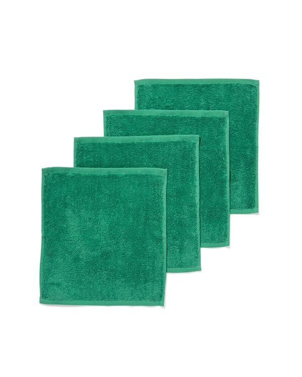 Gesichtst&uuml;cher schwere Qualit&auml;t, Mittelgr&uuml;n &ndash; 4 St&uuml;ck mittelgr&uuml;n gesichtst&uuml;chers 30 x 30 - 5282881 - HEMA