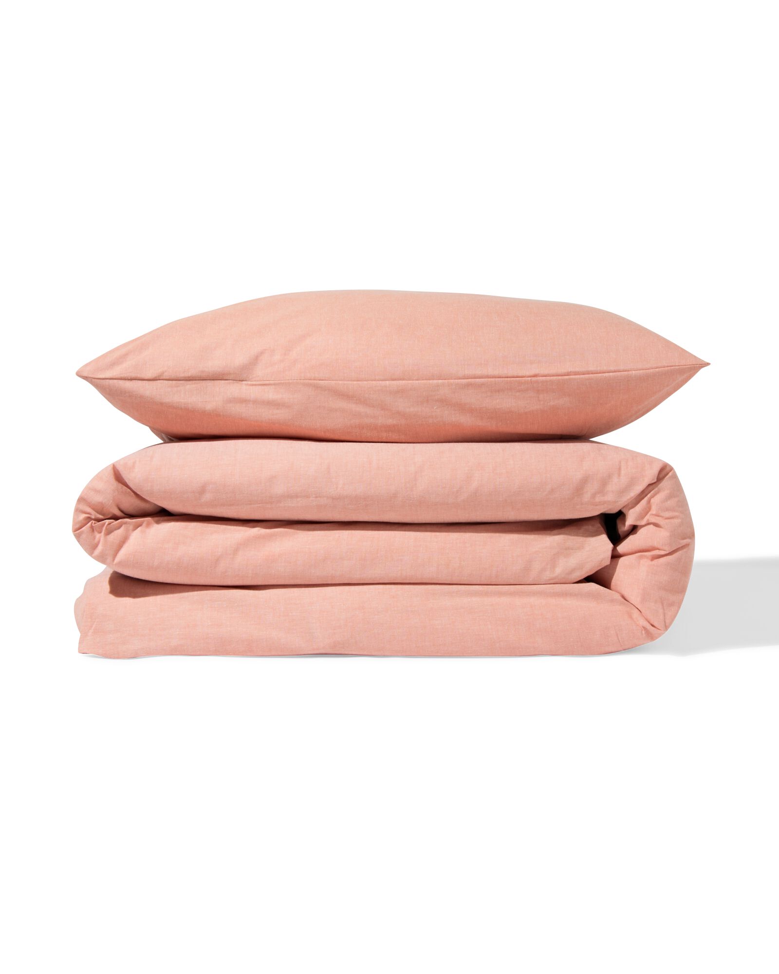 housse de couette 140x200/220cm chambray orange rouge - 5750085 - HEMA