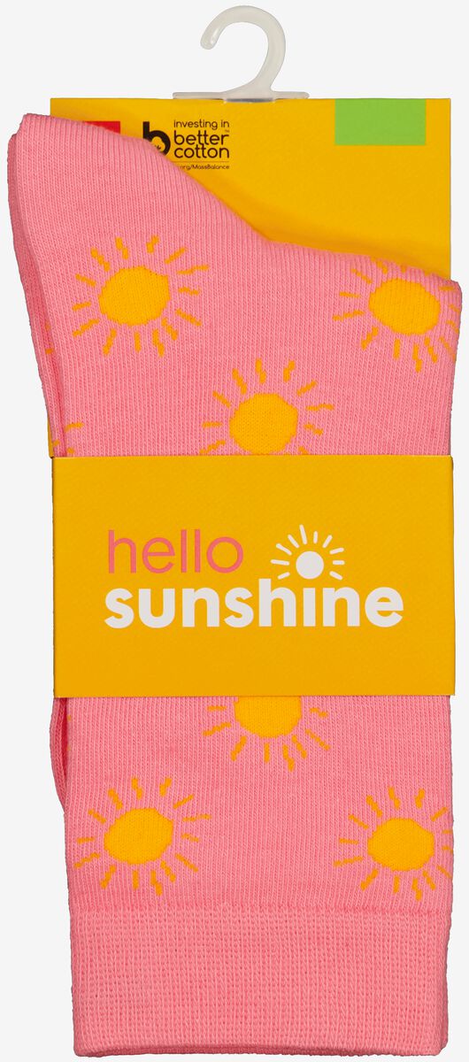 sokken met katoen hello sunshine roze 43/46 - 4103478 - HEMA