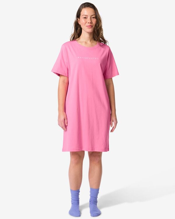 Damennachthemd aus Jersey, &bdquo;Gute Nacht&ldquo; rosa rosa - 23401245PINK - HEMA