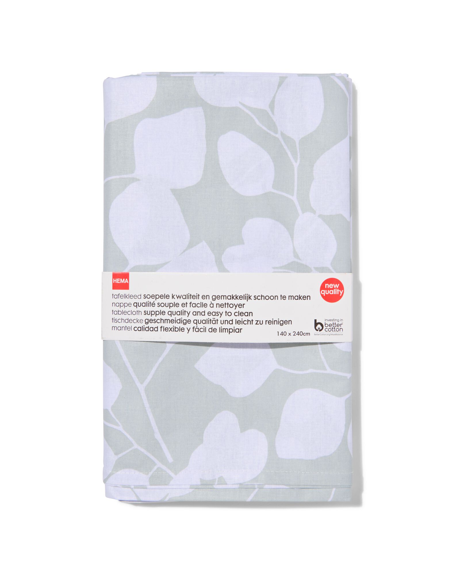 tafelkleed met bladeren 140x240 katoen met coating - 5330005 - HEMA
