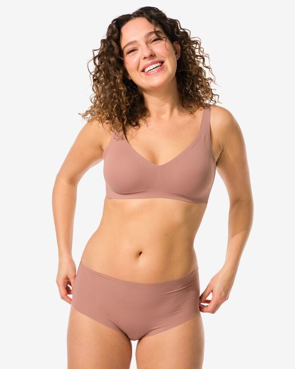 slip femme taille haute microfibre c&ocirc;tel&eacute; confort ultime marron clair - 19640675LIGHTBROWN - HEMA