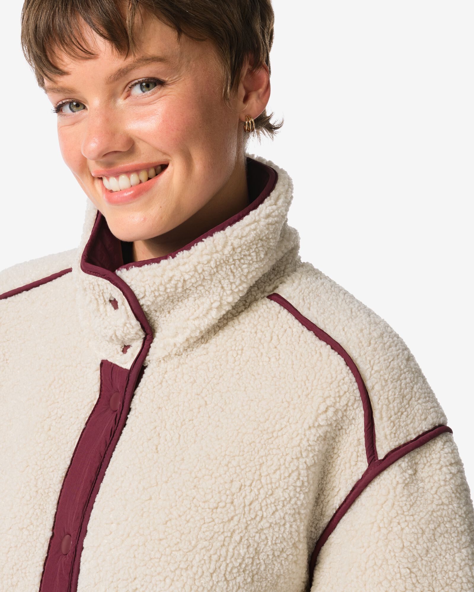 omkeerbare damesjas Eloise teddy rood - 36202050RED - HEMA