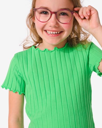 t-shirt enfant avec côtes vert vert - 30834007GREEN - HEMA