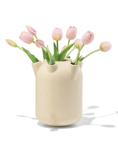 Tulpenvase ⌀ 15 x 21 cm aus Keramik, gro&szlig;, gesprenkelt, wei&szlig; - 13326100 - HEMA