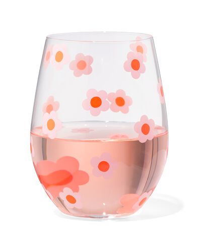 drinkglas 550ml bloem roze - 61130111 - HEMA