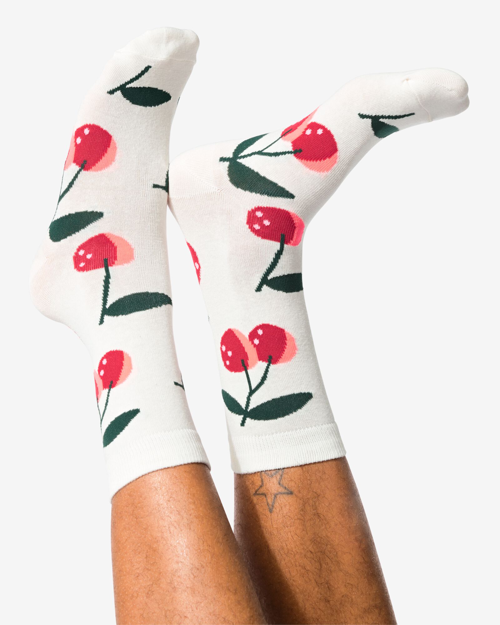 Socken f&uuml;r Erwachsene &bdquo;Cherry Much&ldquo;  eierschalenfarben eierschalenfarben - 4124135OFFWHITE - HEMA