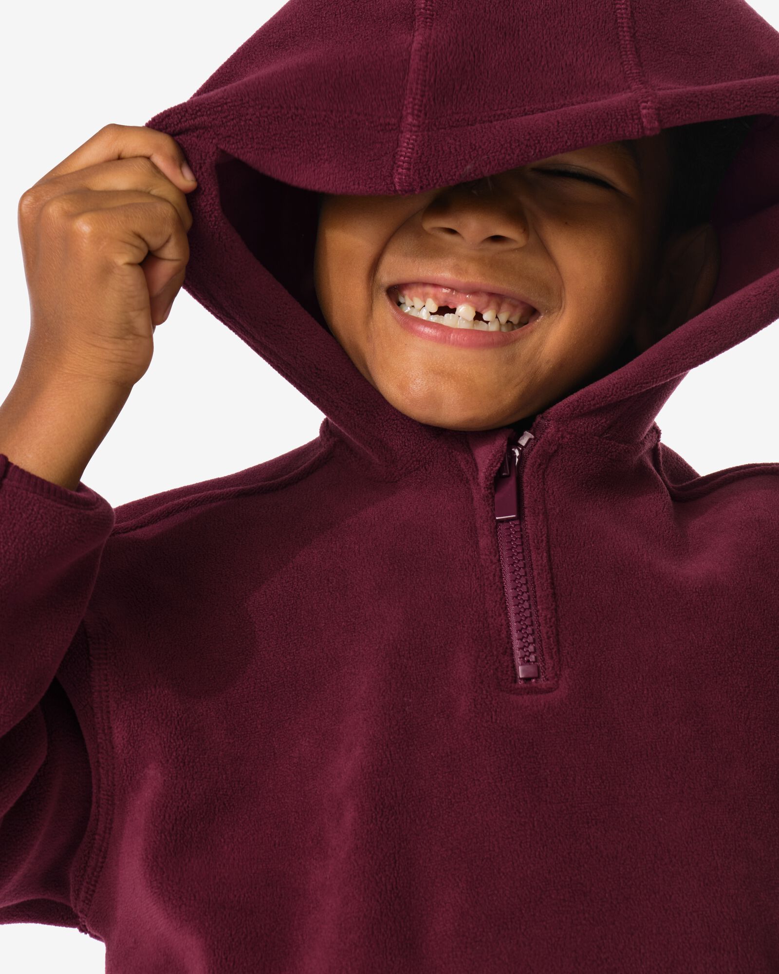 kindertrui fleece bordeauxrood bordeauxrood - 30708106BURGUNDYRED - HEMA