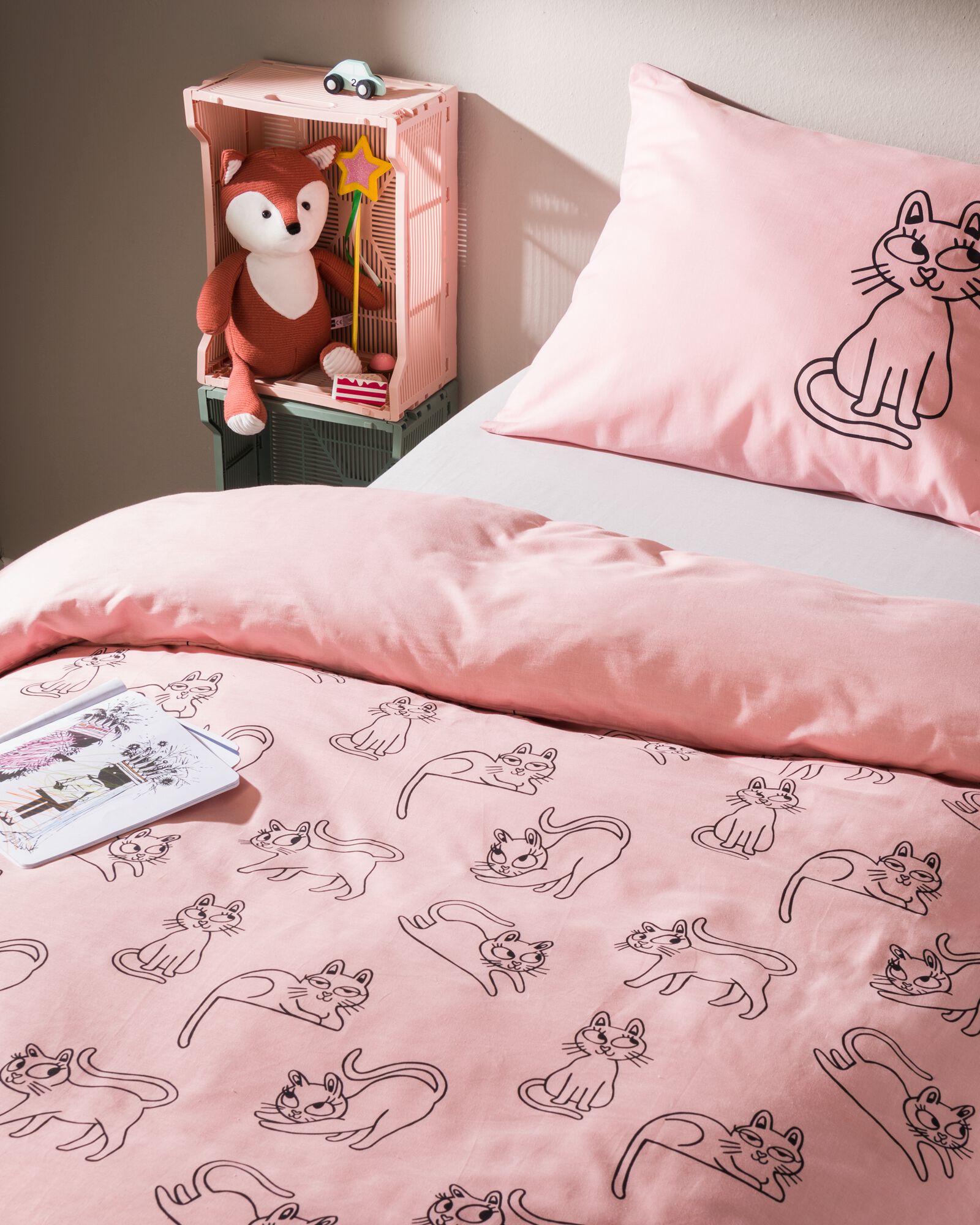 housse de couette enfant 140x200 - coton doux - chat - 5730120 - HEMA