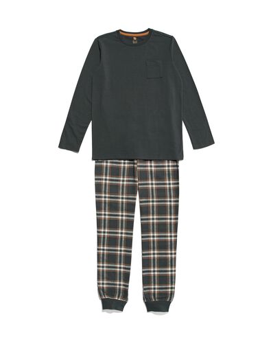pyjama enfant flanelle/jersey à carreaux gris foncé 146/152 - 23050782 - HEMA
