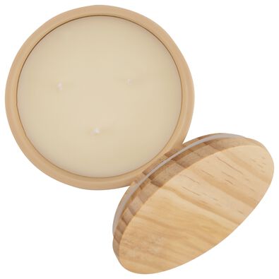 bougie &agrave; 3 m&egrave;ches dans un pot naturel &Oslash;11x7.5 - 13502804 - HEMA