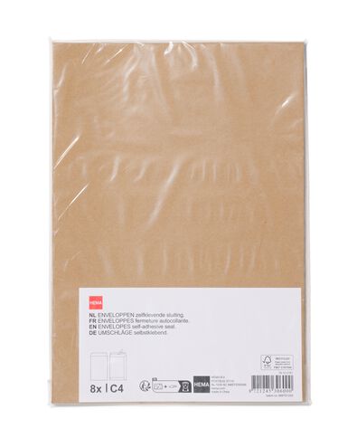 enveloppes C4 kraft - 8 pi&egrave;ces - 14100161 - HEMA