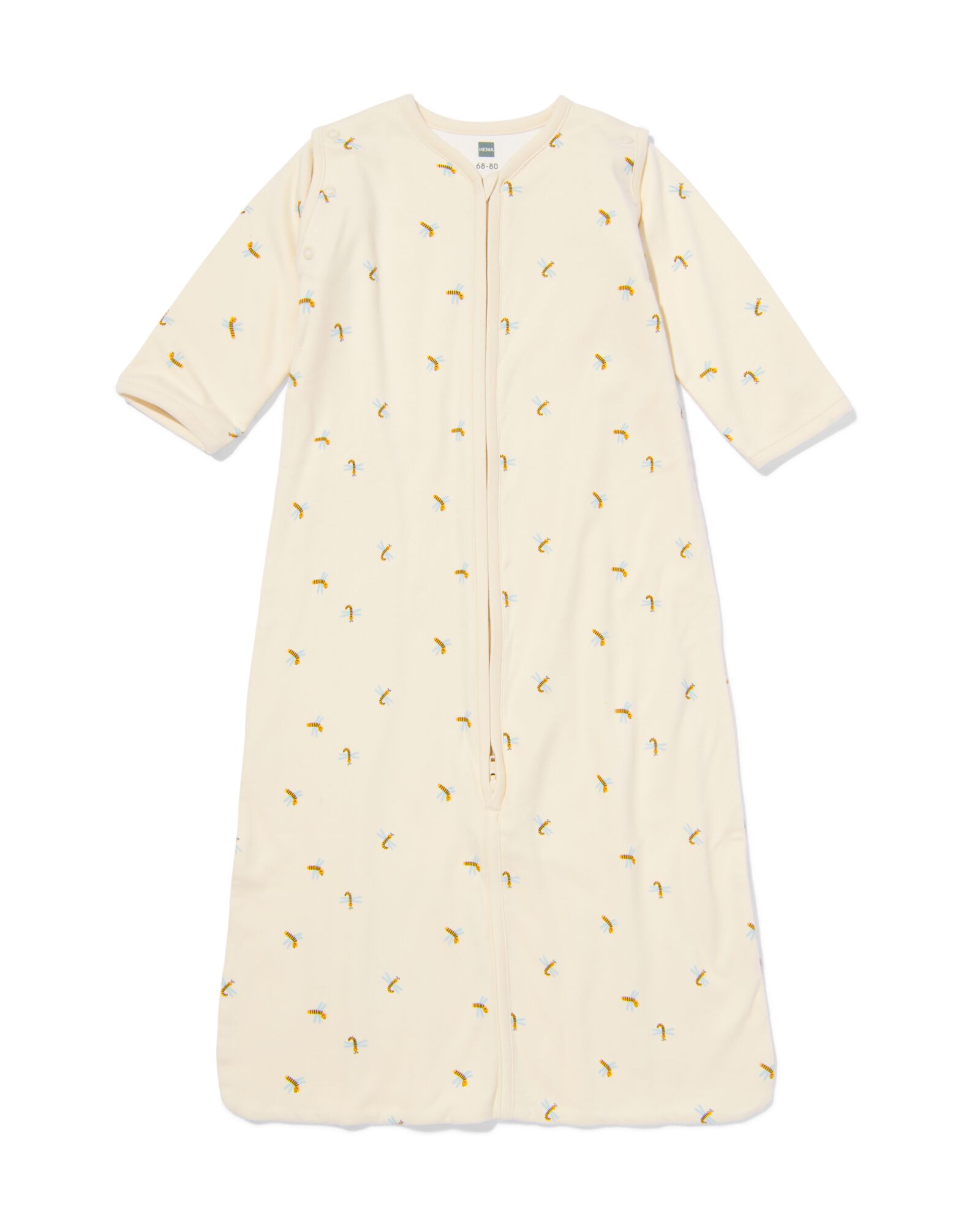 Baby-Schlafsack mit abnehmbaren &Auml;rmeln aus Baumwolle, 0,5 TOG, Libellen eierschalenfarben eierschalenfarben - 33303660OFFWHITE - HEMA