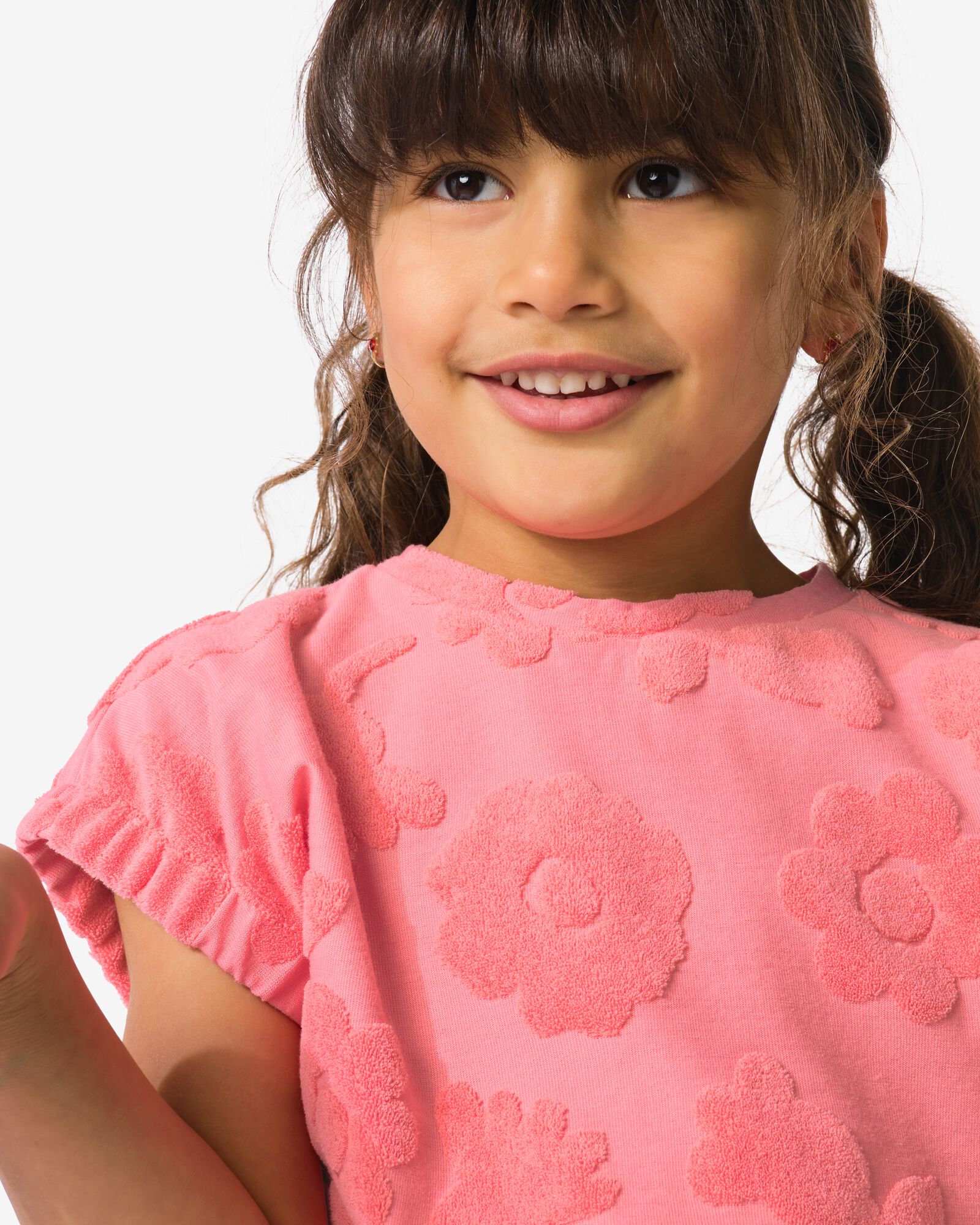 Kinder-T-Shirt, Frottee, gebl&uuml;mt rosa rosa - 30848700PINK - HEMA