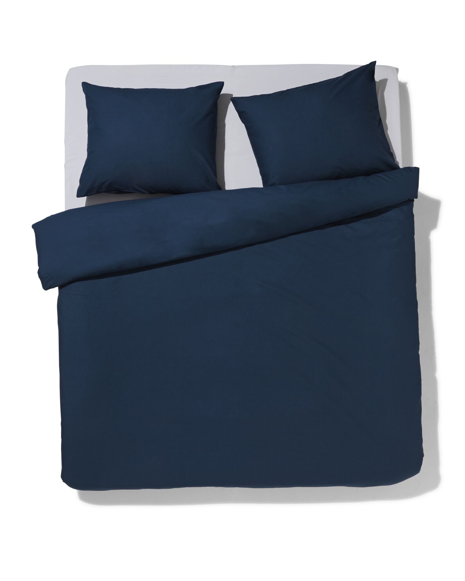 housse de couette 240x200/220cm en coton doux bleu fonc&eacute; - 5790130 - HEMA