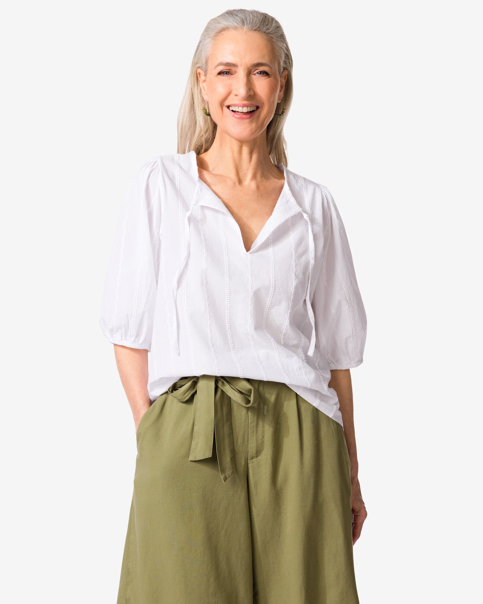Damen-Shirt Popeline Stickerei wei&szlig; wei&szlig; - 36210570WHITE - HEMA