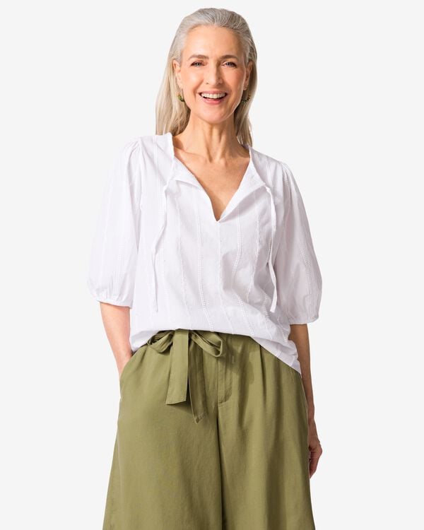 Damen-Shirt Popeline Stickerei wei&szlig; wei&szlig; - 36210570WHITE - HEMA