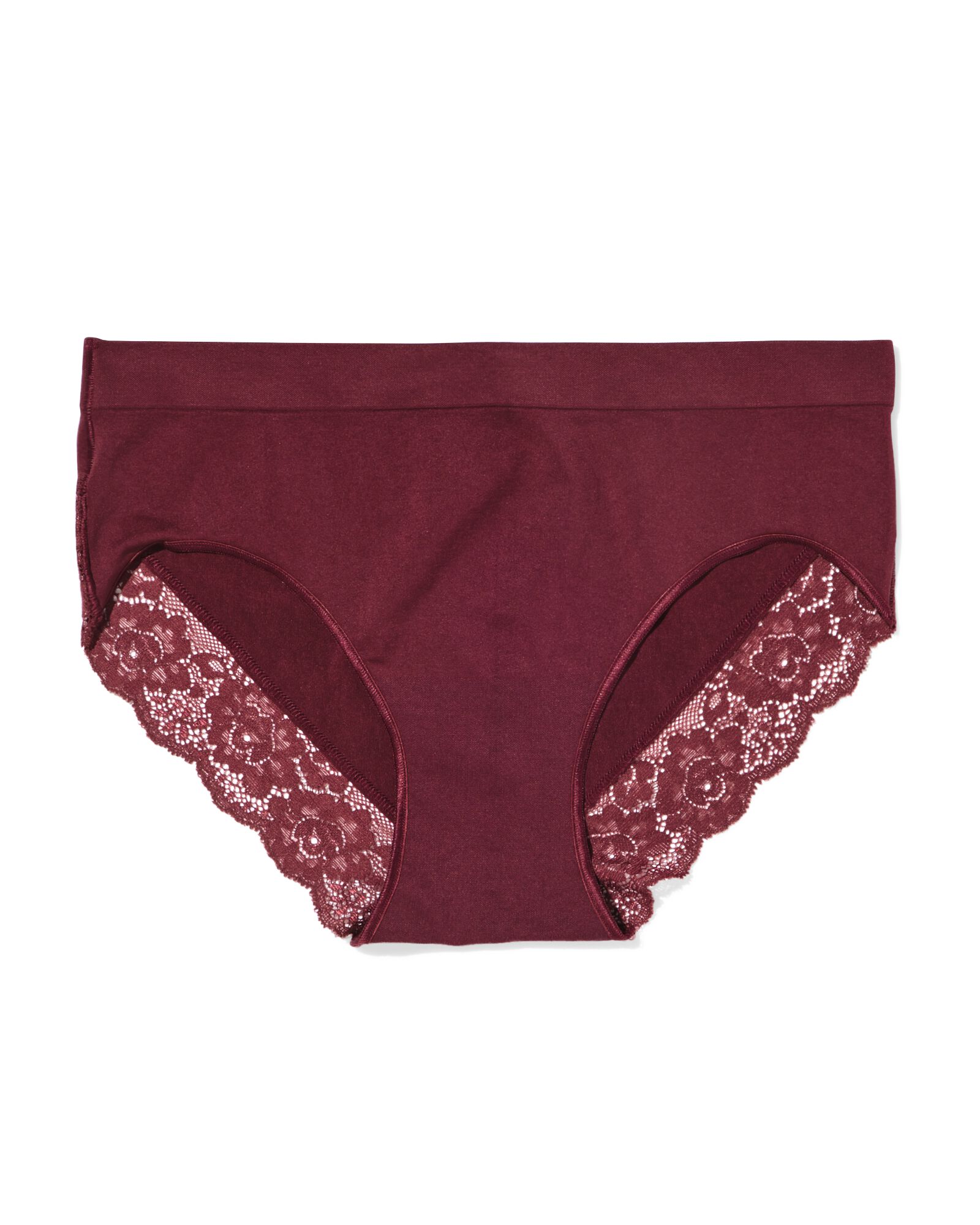 Damen-Hipster nahtlos aus Mikrofaser mit Spitze bordeauxrot - 19611534BURGUNDYRED - HEMA