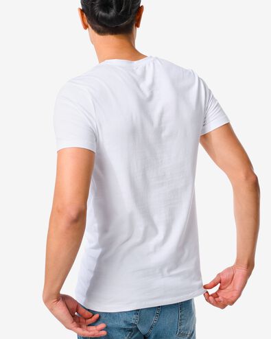 heren t-shirt slim fit v-hals bamboe wit S - 34282520 - HEMA