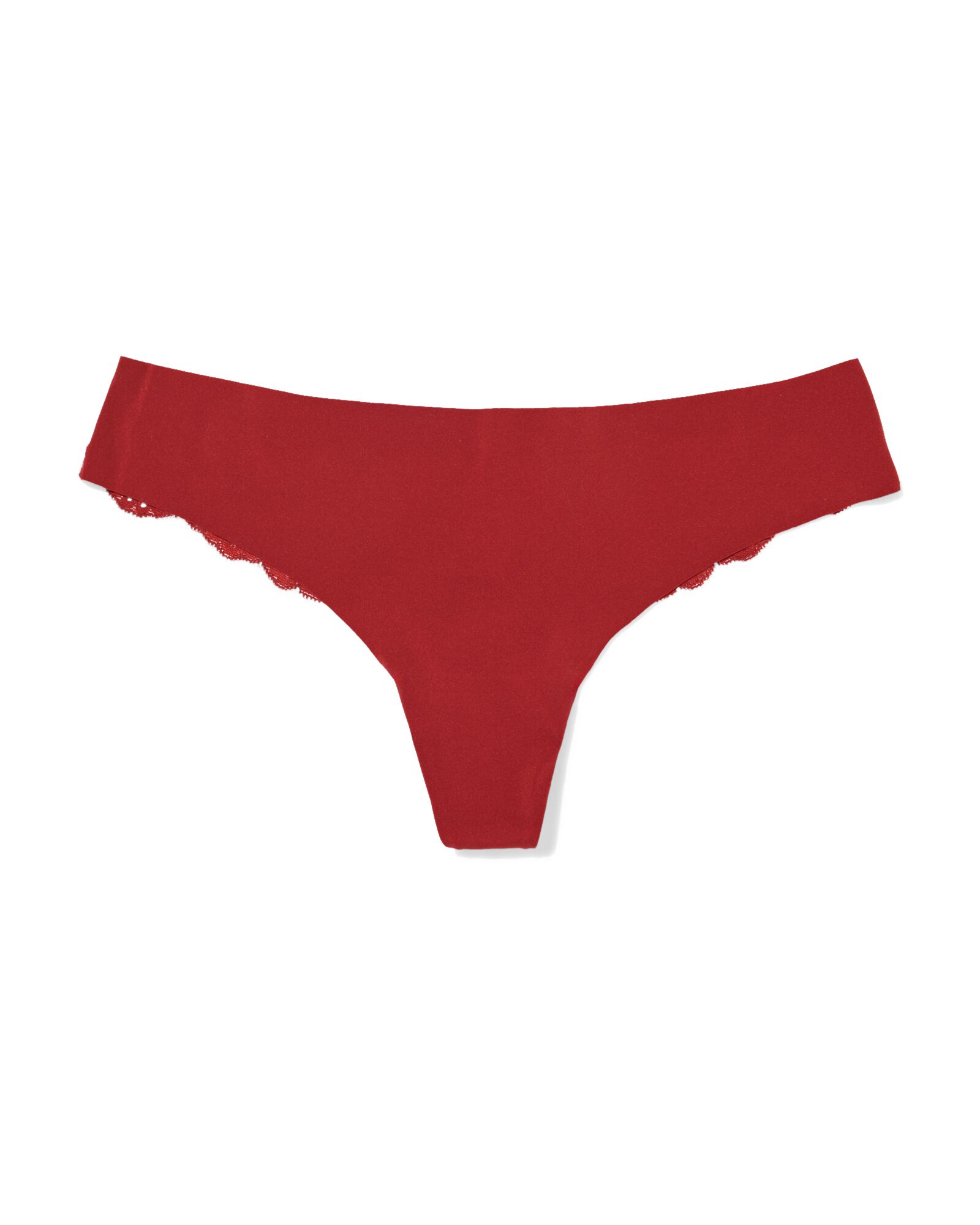 damesstring micro lasercut met kant donkerrood - 19661504DARKRED - HEMA