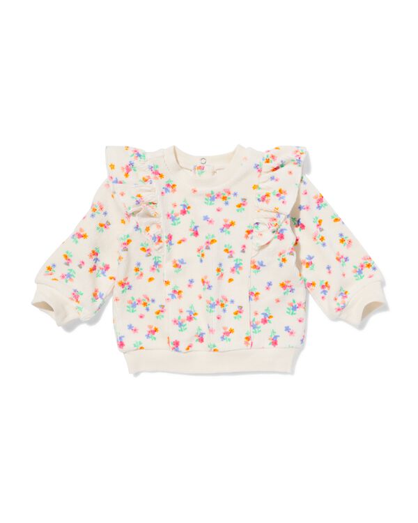 babytrui velours rib bloemen ecru ecru - 33058270ECRU - HEMA