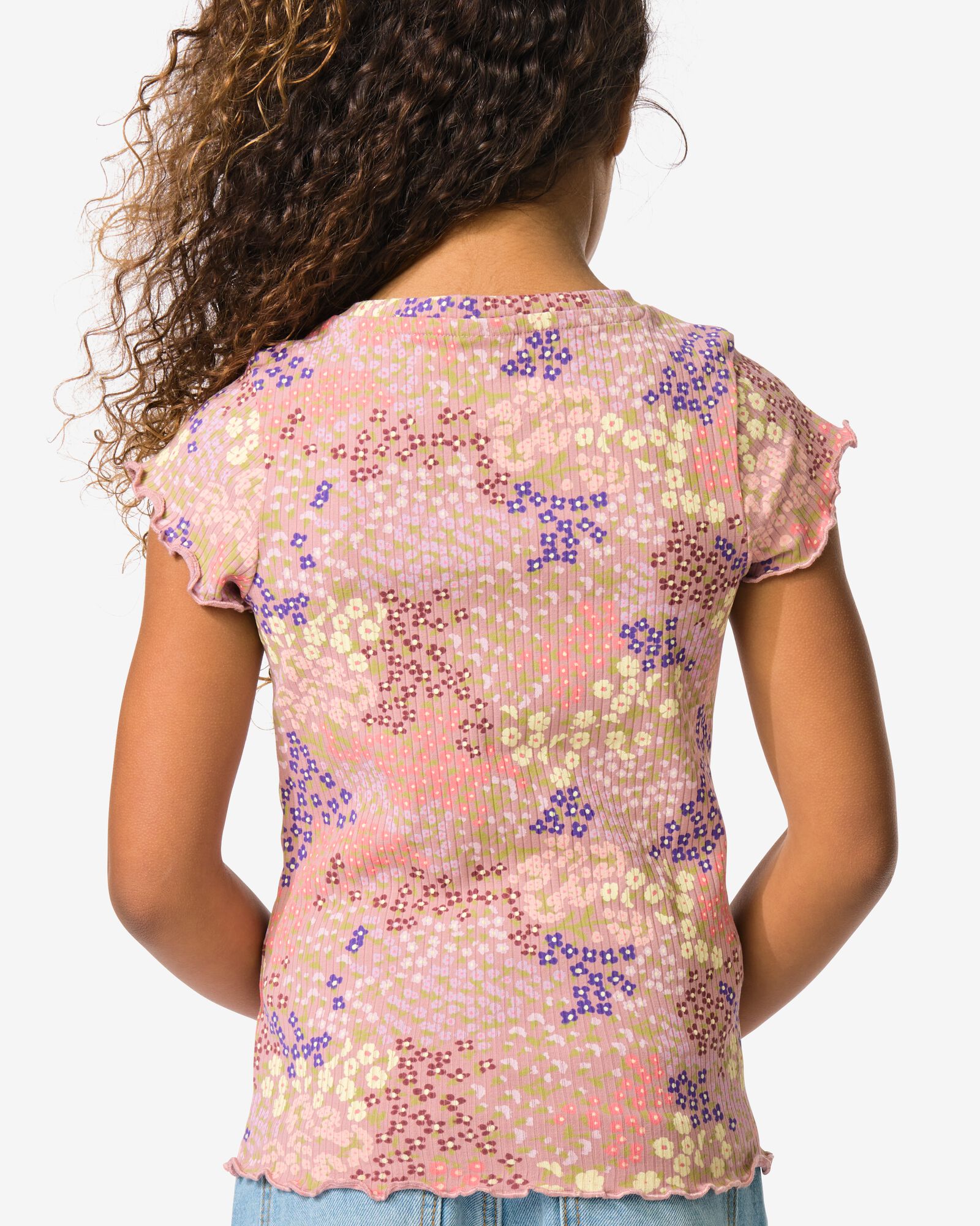t-shirt enfant jersey fleurs vieux rose vieux rose - 30866407OLDPINK - HEMA