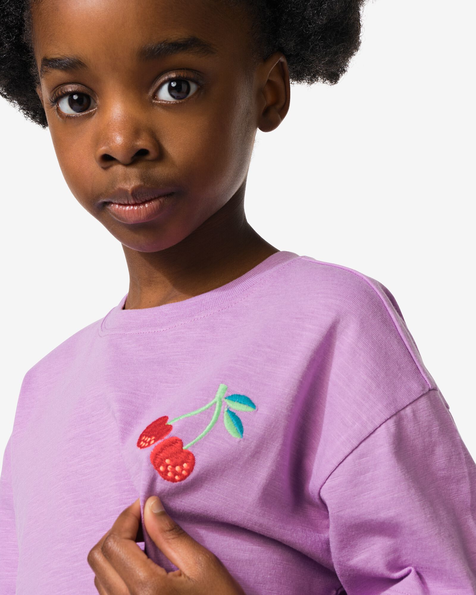 Kinder-T-Shirt aus Jersey mit Kirschen lila - 30858114LILAC - HEMA