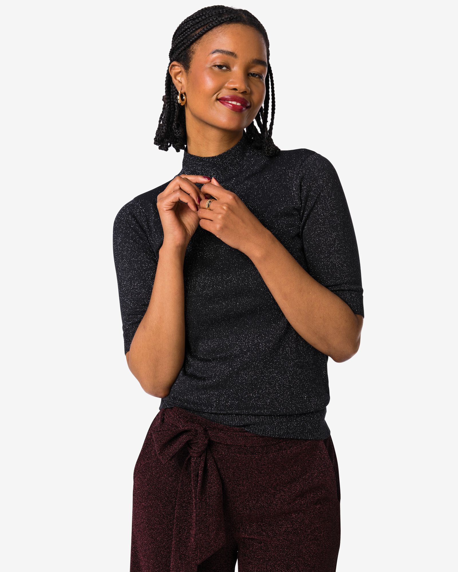 pull femme Lily avec paillettes noir noir - 1000029461 - HEMA