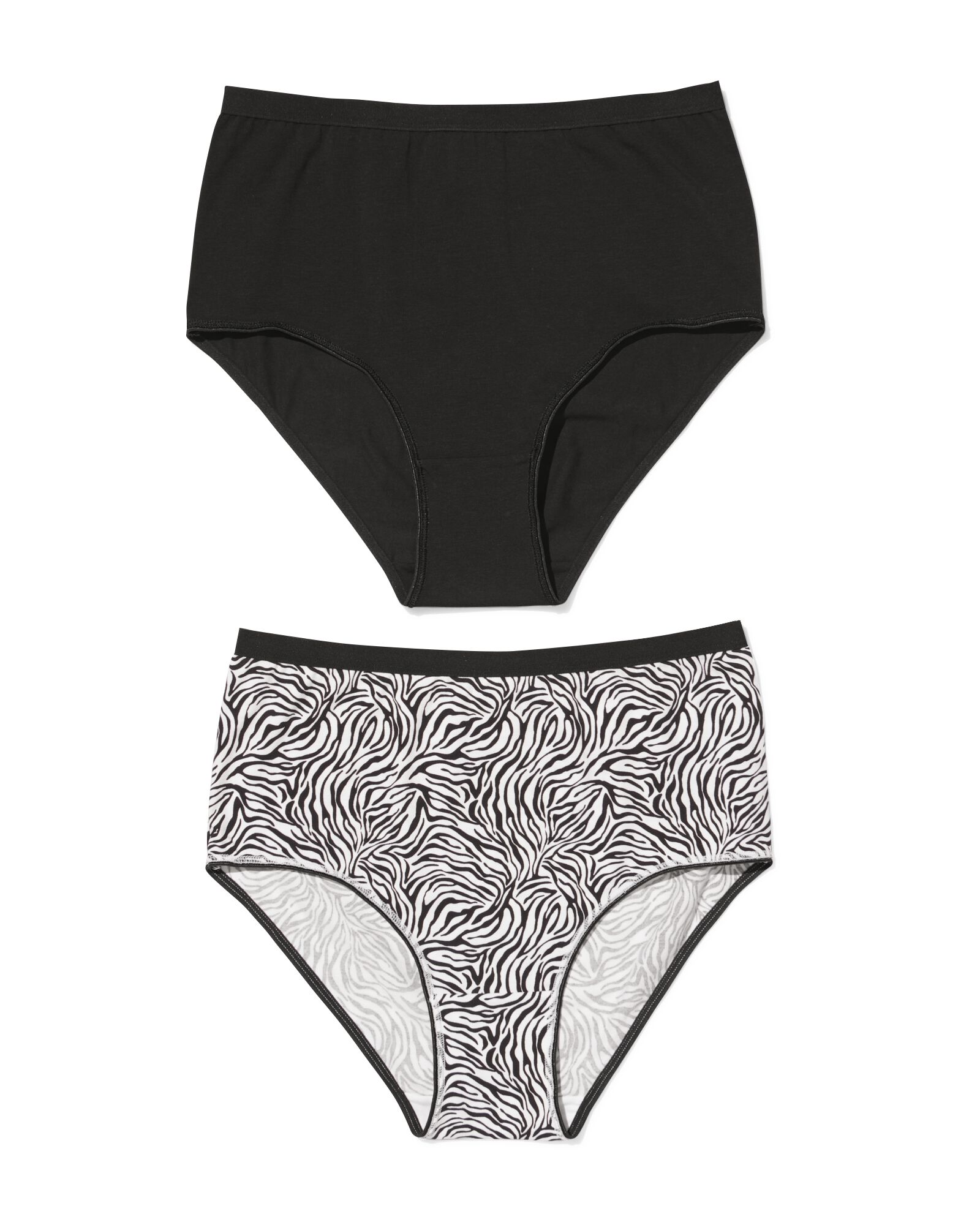 dames tailleslips katoen dier - 2 stuks zwart zwart - 19602044BLACK - HEMA