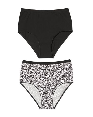 dames tailleslips katoen dier - 2 stuks zwart zwart - 19602044BLACK - HEMA