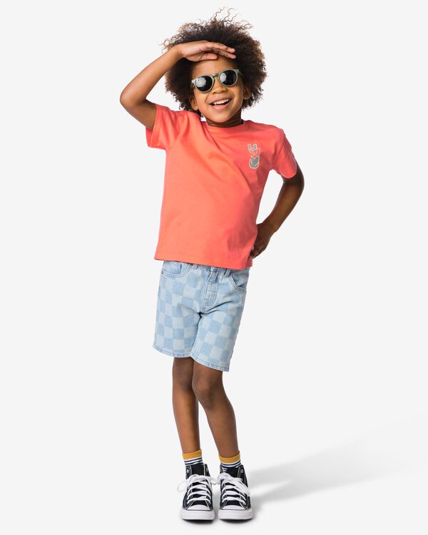 kindershort regular fit blokken blauw blauw - 30717202BLUE - HEMA