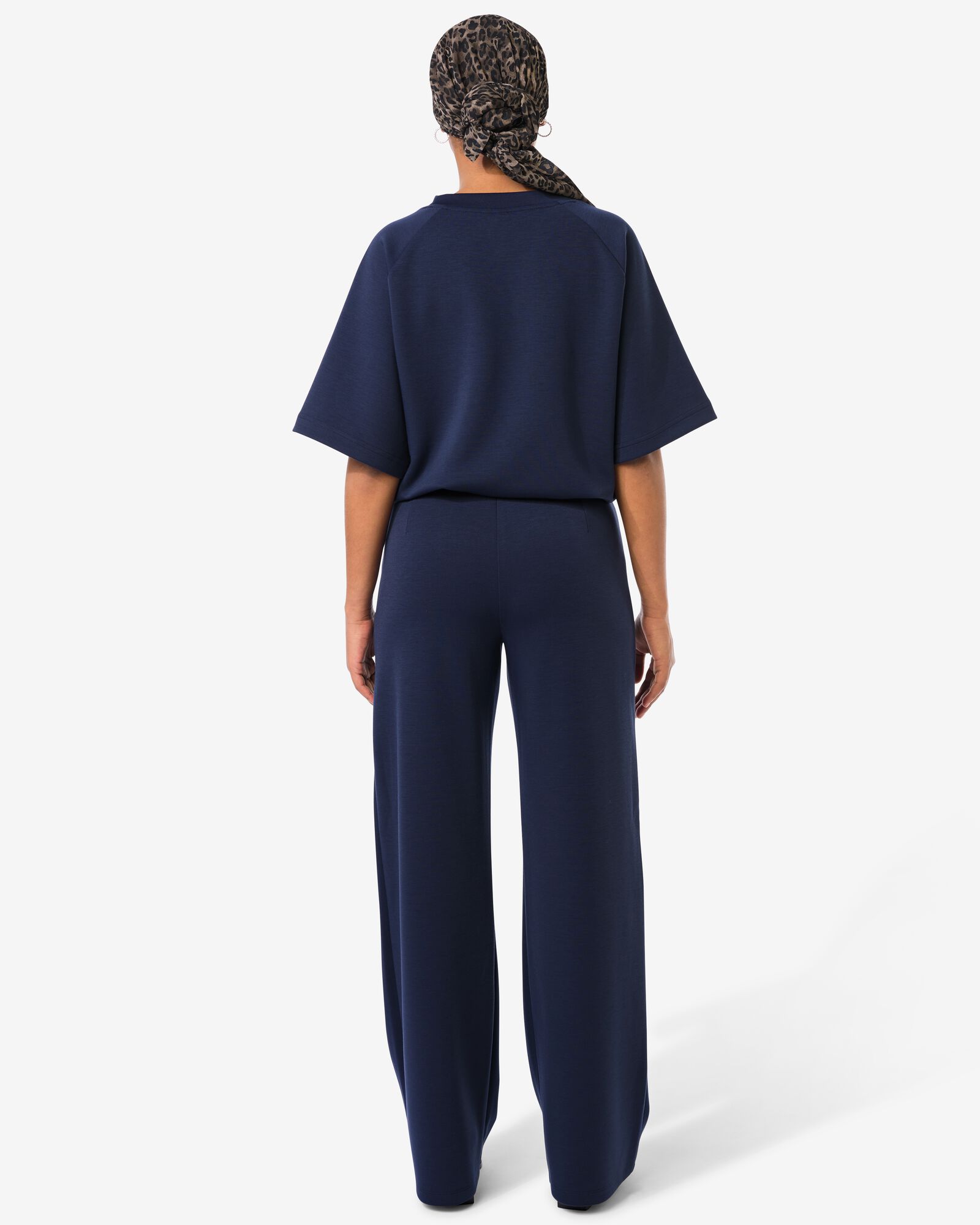 pantalon femme Elly regular fit jersey bleu fonc&eacute; - 36206850DARKBLUE - HEMA