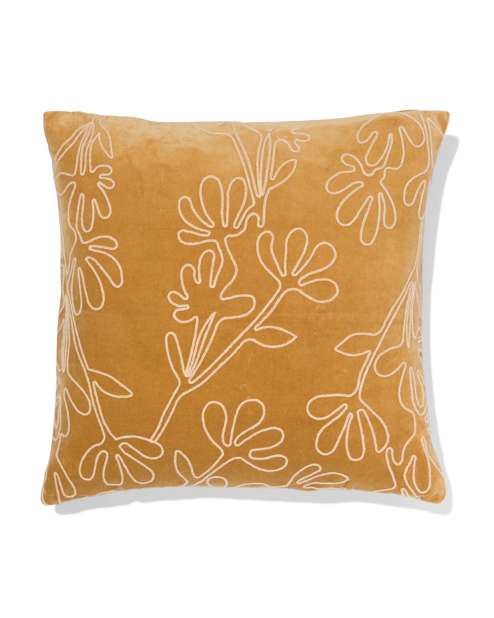 housse de coussin 50x50cm velours fleur beige - 7325168 - HEMA