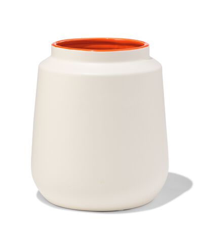 vase faïence Ø11.5x21 naturel/orange - 13323133 - HEMA