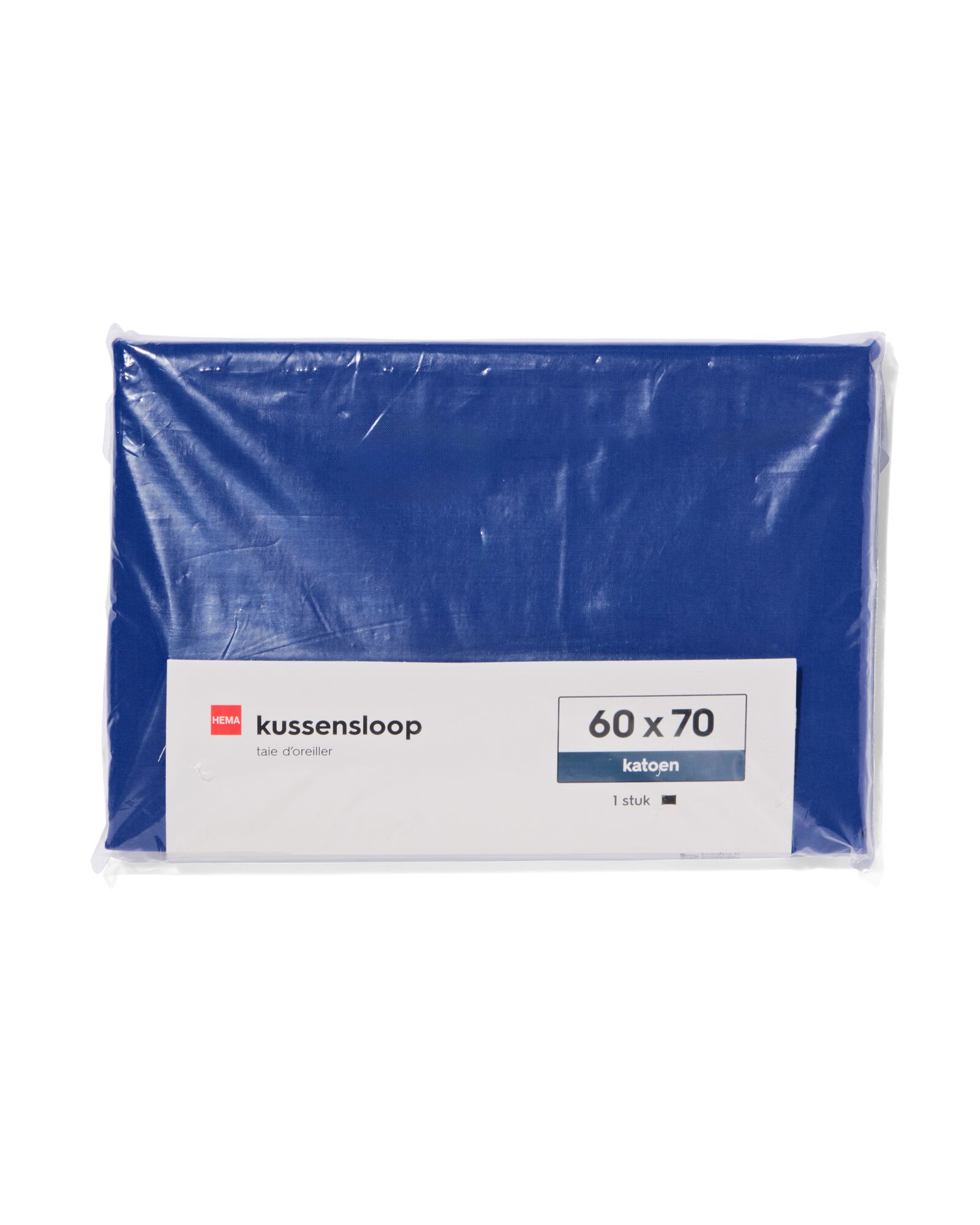 taie d'oreiller 60x70 cm coton doux bleu cobalt - 5130019 - HEMA