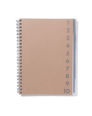 cahier &agrave; spirale 10-en-1 - A4 - kraft - 14130013 - HEMA