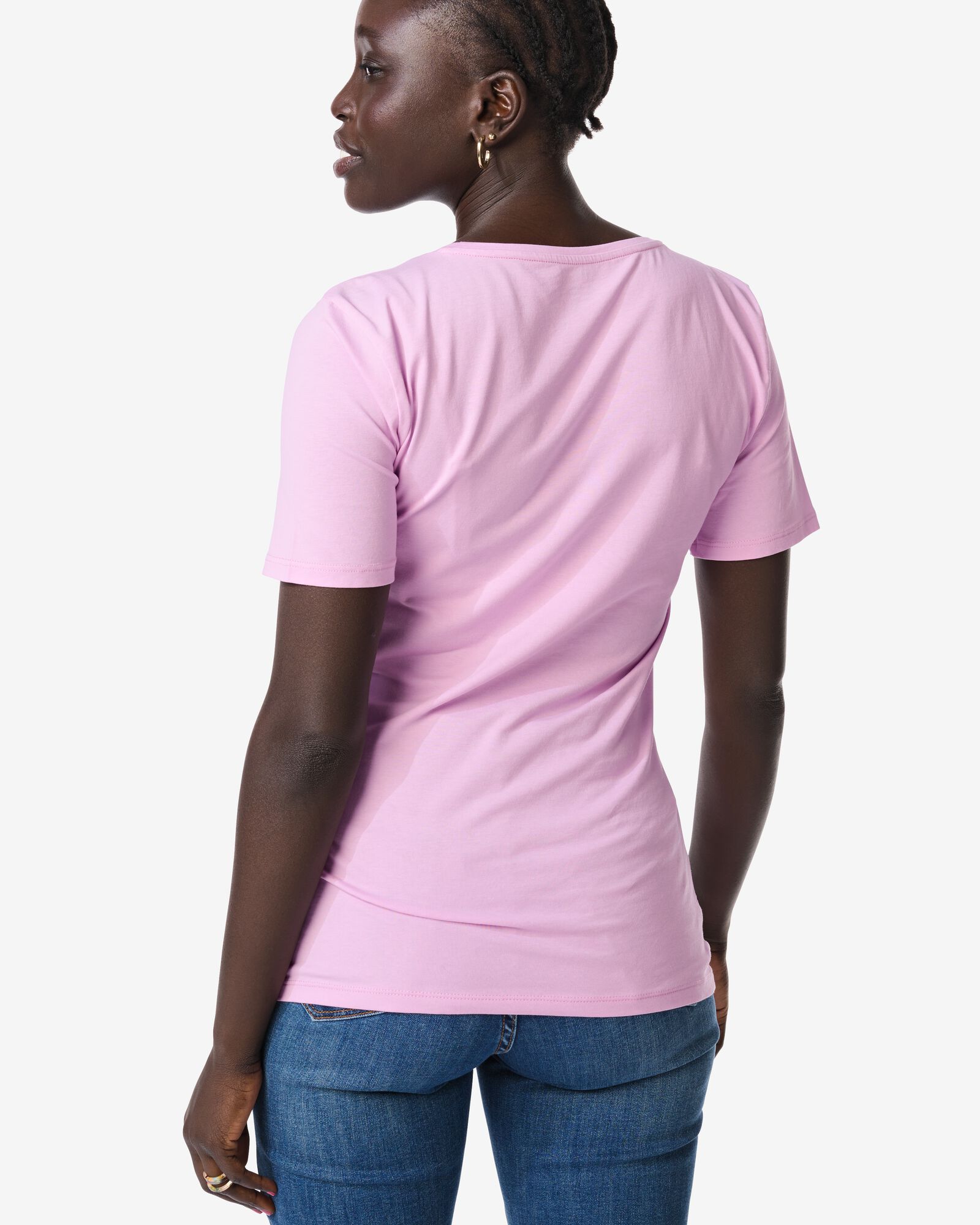 t-shirt femme slim fit col rond rose rose - 36302080PINK - HEMA