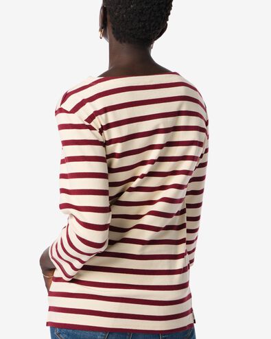 t-shirt femme col bateau bordeaux - 36361260BURGUNDYRED - HEMA