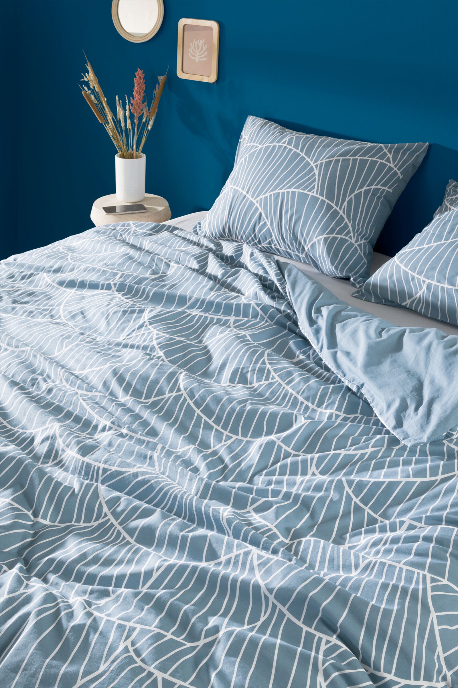 housse de couette 200x200/220 coton coquillages bleue - 5790192 - HEMA