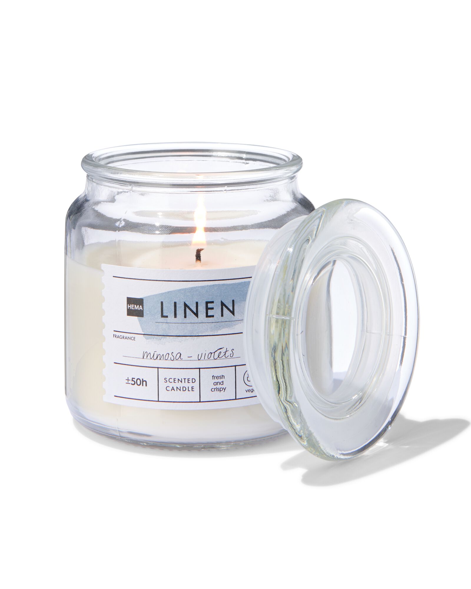 bougie parfum&eacute;e dans un pot en verre &Oslash;10x11 lin - 13502519 - HEMA