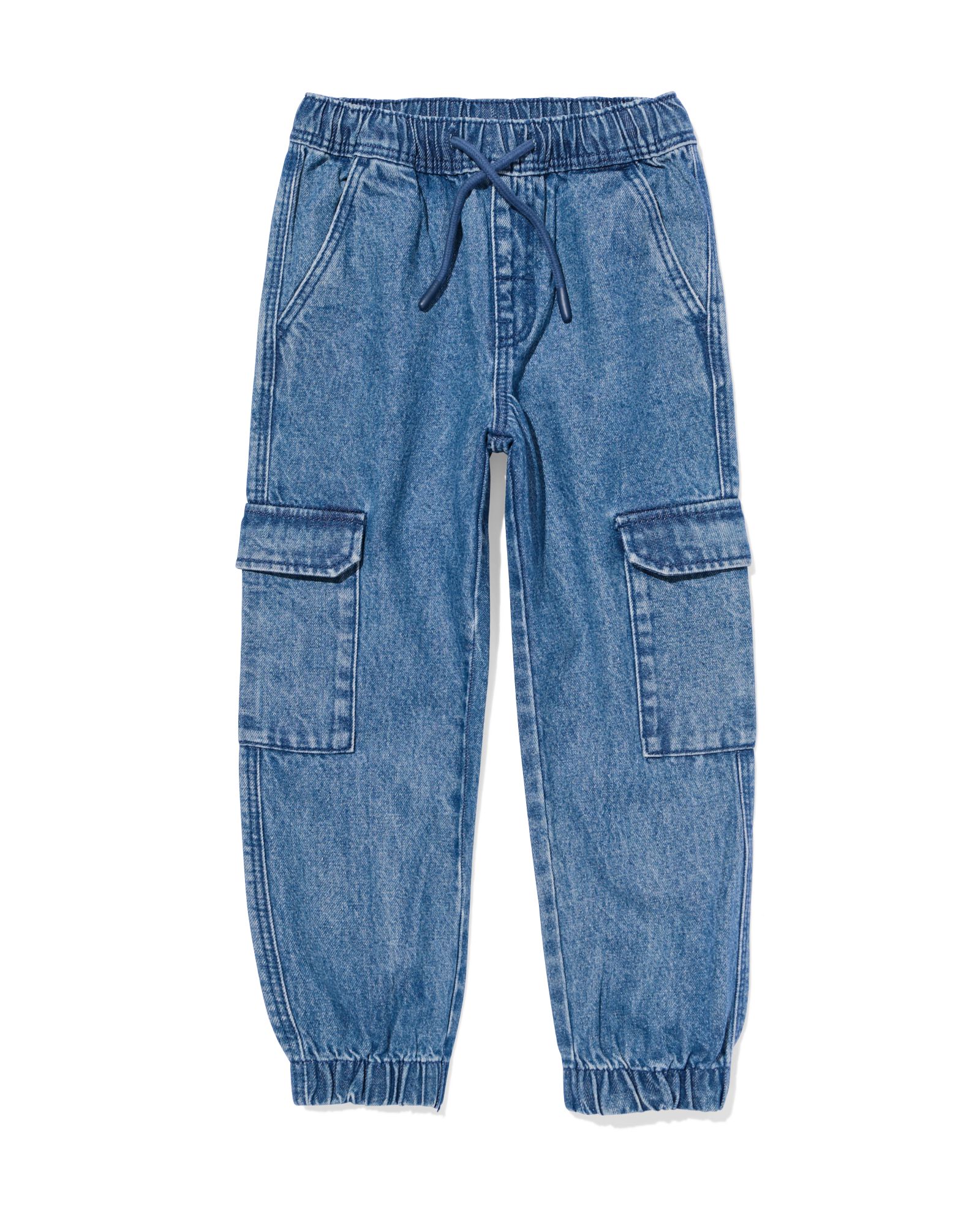 kinderbroek cargo regular fit bleu moyen bleu moyen - 30708901MIDBLUE - HEMA