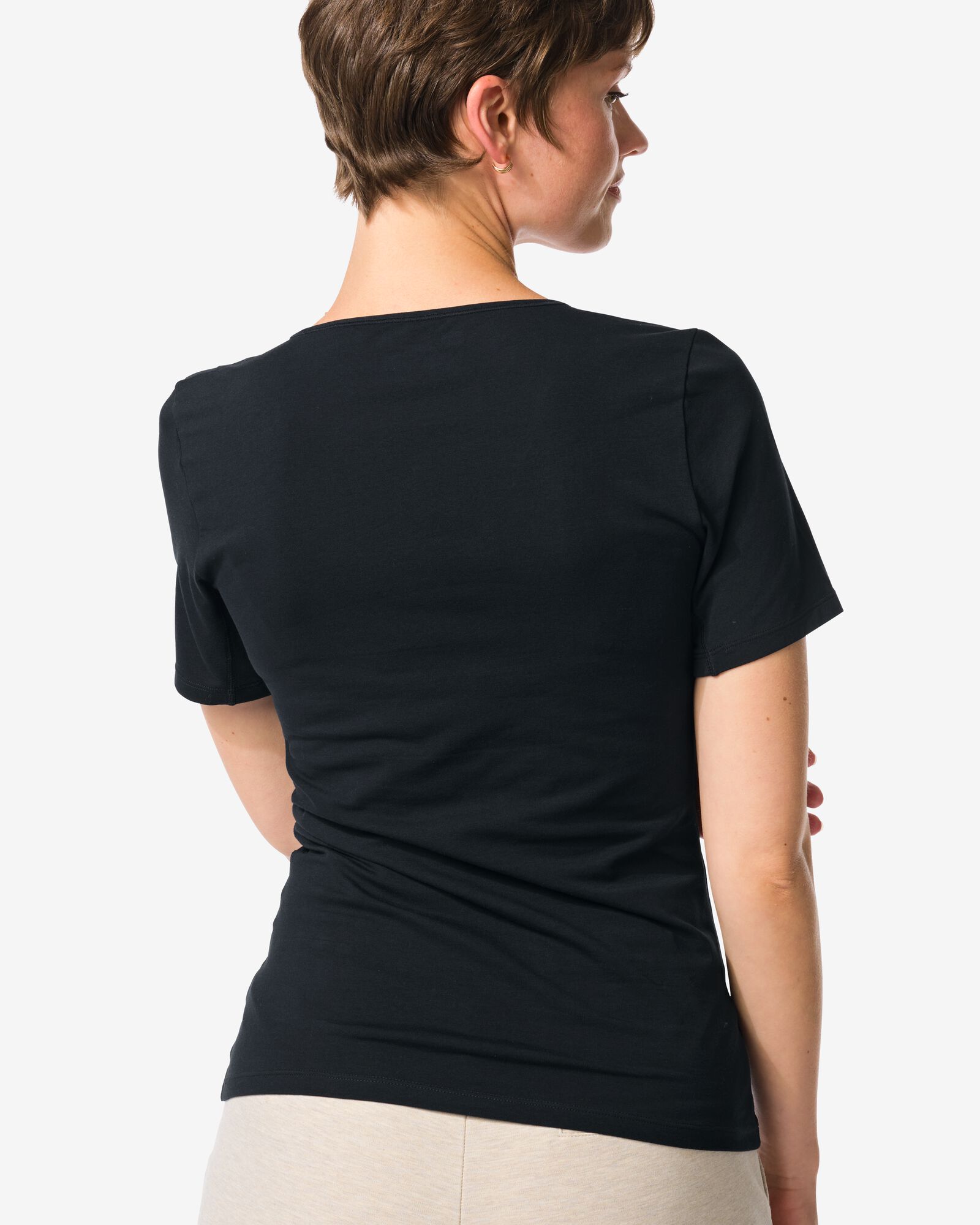 Damen-T-Shirt, perfekter Komfort, Baumwolle schwarz schwarz - 19611654BLACK - HEMA