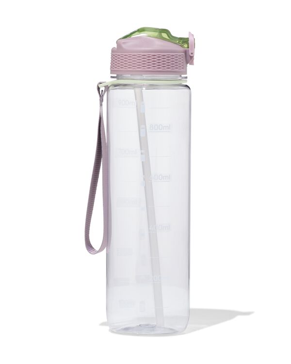 bidon de sport avec paille 1L rose-vert - 80650281 - HEMA