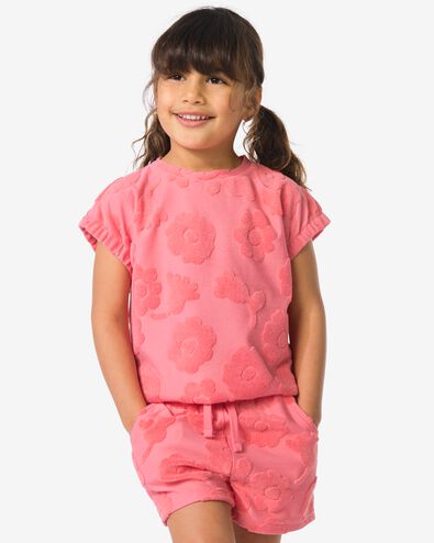 kinder T-shirt badstof bloemen roze roze - 30848700PINK - HEMA
